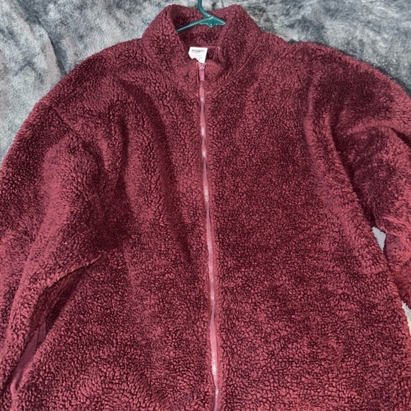 PINK Victoria’s Secret burgundy Teddy Full Zip Sherpa Jacket - Picture 2 of 5